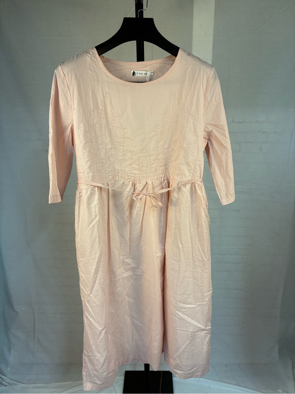 Gorgeous NWT 3 Fat Men Embroidered Voile Soft Pink Dress M